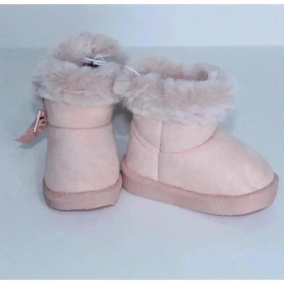 First Steps Stepping Stones Faux Fur Pink Boot Booties Size 3 6-9 Months - Picture 12 of 12